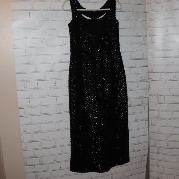 🖤✨🌙 VINTAGE BLACK SEQUIN EVENING DRESS · SIZE S ✨ - Picture 6 of 9